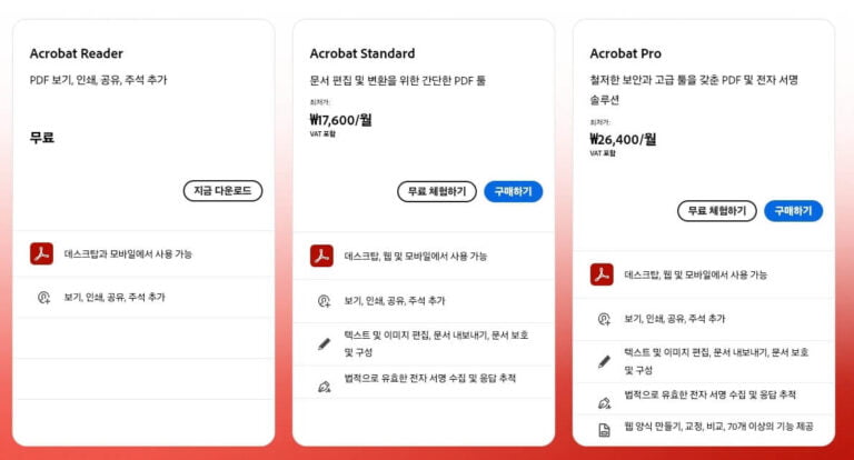 Adobe Acrobat Reader 무료다운로드