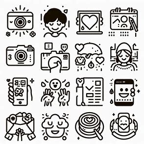 Instagram 인스타 특수 이모티콘 모음 바로가기 6 a collection of cartoon icons